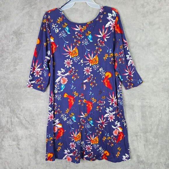 The Pioneer Woman Blue Floral 3/4 Sleeve Dress Rayon Spandex Blend L (12-14) - Picture 6 of 9